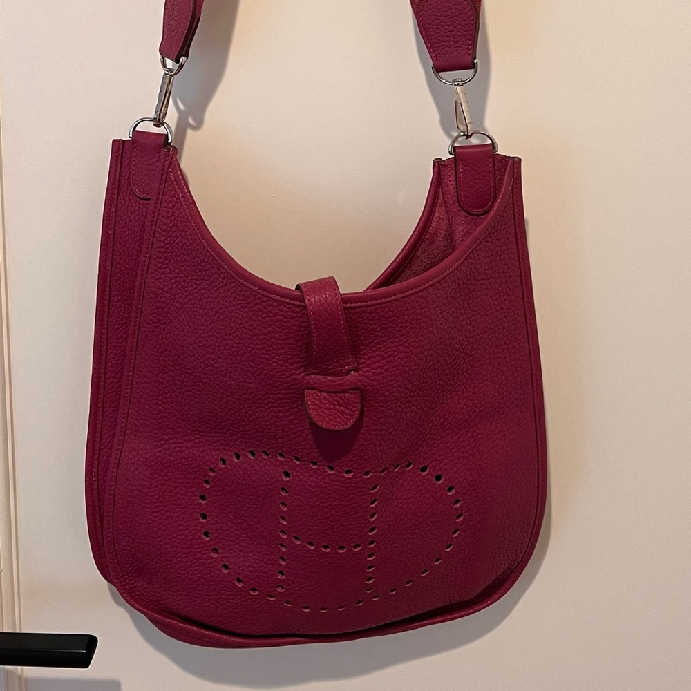 Plum leather Hermes Clemence Evelyne III